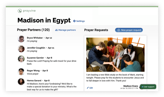Screenshots of Prayvine